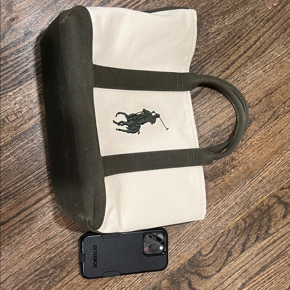 Canvas Polo Logo Tote Bag - White & Dark Green - Picture 6 of 6